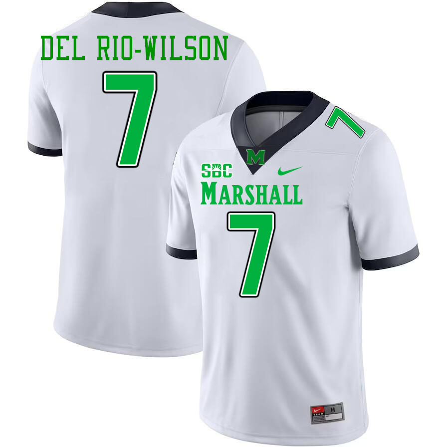 Marshall Thundering Herd #7 Carlos Del Rio-Wilson College Football Jerseys Stitched-White